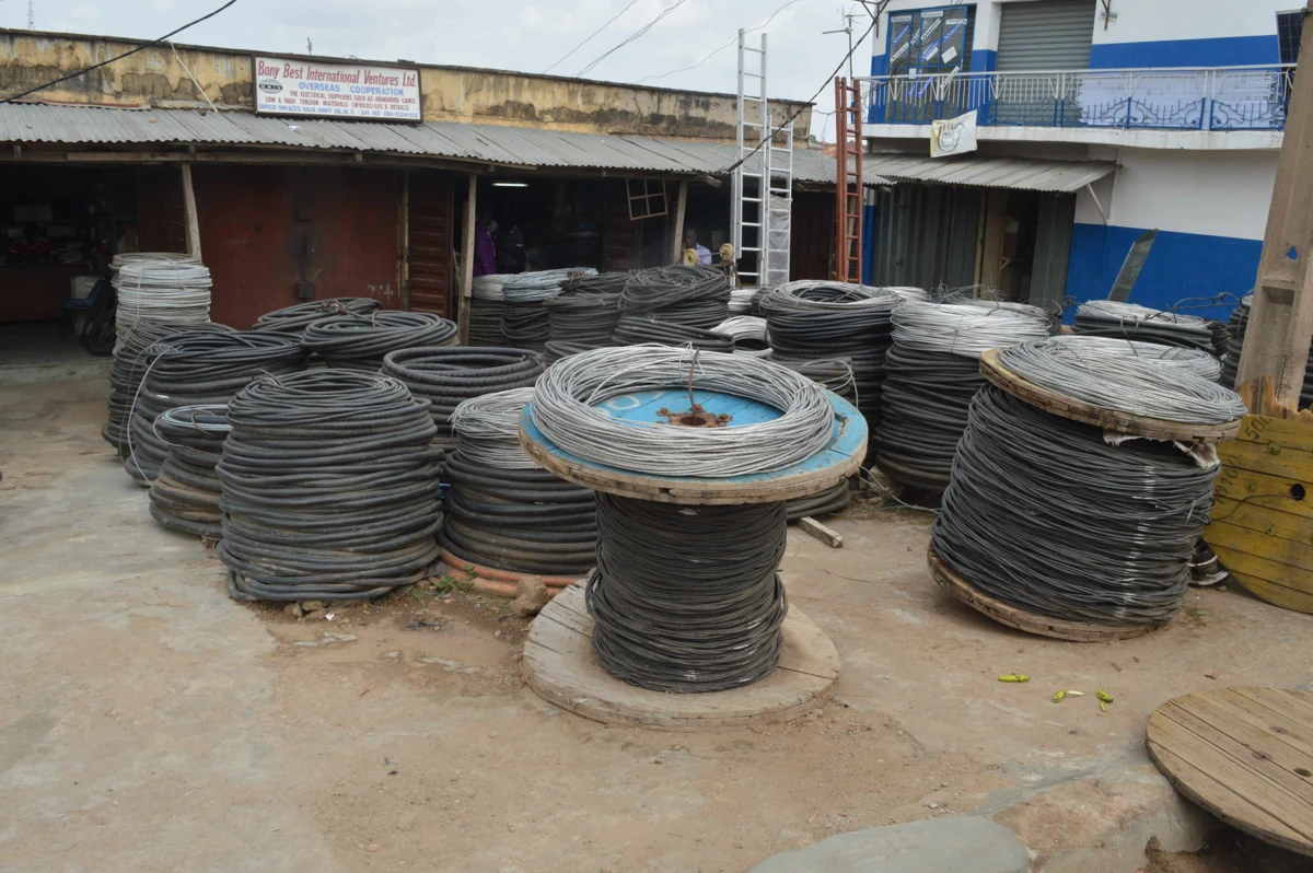 Cable drums in storage yard